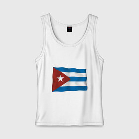 Женская майка хлопок с принтом Куба флаг в Тюмени, 95% хлопок, 5% эластан |  | cuba | куба | куба афиша | кубинский флаг | республика куба | флаг | флаг кубы | флаги