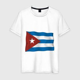Мужская футболка хлопок с принтом Куба флаг в Тюмени, 100% хлопок | прямой крой, круглый вырез горловины, длина до линии бедер, слегка спущенное плечо. | cuba | куба | куба афиша | кубинский флаг | республика куба | флаг | флаг кубы | флаги