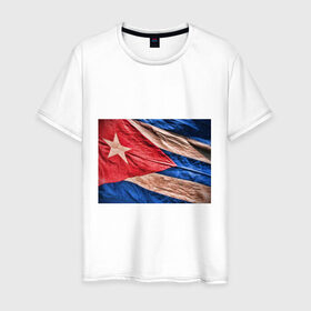 Мужская футболка хлопок с принтом Куба флаг олд в Тюмени, 100% хлопок | прямой крой, круглый вырез горловины, длина до линии бедер, слегка спущенное плечо. | Тематика изображения на принте: cuba | куба | куба афиша | куба олд | кубинский флаг | олд | республика куба | флаг | флаг куба олд | флаг кубы | флаг олд | флаги