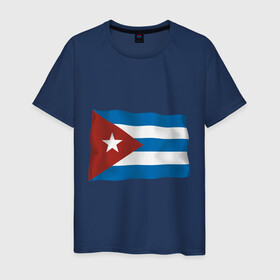 Мужская футболка хлопок с принтом Куба флаг (3) в Тюмени, 100% хлопок | прямой крой, круглый вырез горловины, длина до линии бедер, слегка спущенное плечо. | cuba | куба | кубинский | фидель | фидель кастро | флаг кубы