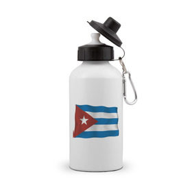 Бутылка спортивная с принтом Куба флаг (5) в Тюмени, металл | емкость — 500 мл, в комплекте две пластиковые крышки и карабин для крепления | Тематика изображения на принте: че гевара