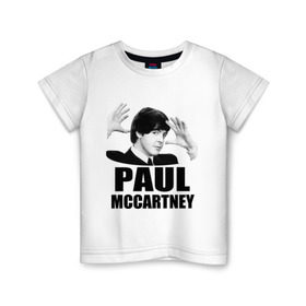 Детская футболка хлопок с принтом Paul McCartney (Пол МакКартни) в Тюмени, 100% хлопок | круглый вырез горловины, полуприлегающий силуэт, длина до линии бедер | beatles | mccartney | the beatles | битлз | битлс | битлы | маккартни