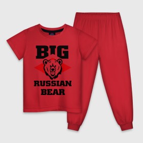 Детская пижама хлопок с принтом Большой русский медведь в Тюмени, 100% хлопок |  брюки и футболка прямого кроя, без карманов, на брюках мягкая резинка на поясе и по низу штанин
 | bear | big russiam bear | russian | большой русский медведь | медведь | мишка | русский | русский медведь