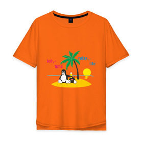 Мужская футболка хлопок Oversize с принтом Linux life в Тюмени, 100% хлопок | свободный крой, круглый ворот, “спинка” длиннее передней части | linux | linux life | линукс | пингвины linux | пингвины люникс | прикольные