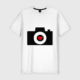 Мужская футболка премиум с принтом Фотоаппарат с сердцем в Тюмени, 92% хлопок, 8% лайкра | приталенный силуэт, круглый вырез ворота, длина до линии бедра, короткий рукав | foto | photo | камера | объектив | сердечко | сердце | снимать | снимок | съемка | фотик | фото | фотоапарат | фотоаппарат | фотограф | фотокамера