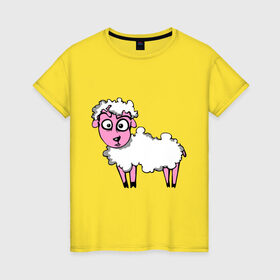 Женская футболка хлопок с принтом Овца (Sheep) в Тюмени, 100% хлопок | прямой крой, круглый вырез горловины, длина до линии бедер, слегка спущенное плечо | sheep | баран | барашек | животные | овечка | овца