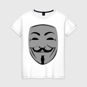 Женская футболка хлопок с принтом Вендетта маск в Тюмени, 100% хлопок | прямой крой, круглый вырез горловины, длина до линии бедер, слегка спущенное плечо | вендета | вендетта | вендетта маска | маска | натали портман | революция | хьюго уивинг | человек в маске