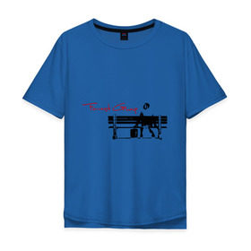 Мужская футболка хлопок Oversize с принтом Форест Гамп в Тюмени, 100% хлопок | свободный крой, круглый ворот, “спинка” длиннее передней части | forrest gump | робин райт | том хэнкс | форест гамп