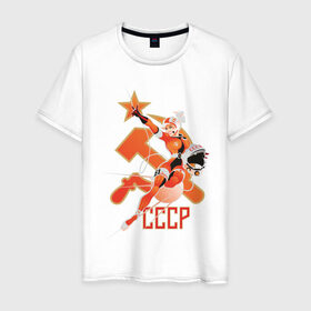 Мужская футболка хлопок с принтом Cosmo (2) в Тюмени, 100% хлопок | прямой крой, круглый вырез горловины, длина до линии бедер, слегка спущенное плечо. | звезда | коммунизм | серп и молот | советский | социализм | союз | ссср