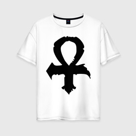 Женская футболка хлопок Oversize с принтом Глаза 69 в Тюмени, 100% хлопок | свободный крой, круглый ворот, спущенный рукав, длина до линии бедер
 | hard | hardrck | hardrock | rock | rok | рок | тяжелый рок | тяжеляк | хард | хард рок | хардрок
