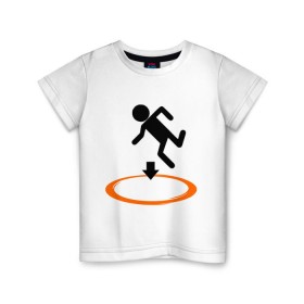 Детская футболка хлопок с принтом Portal (Портал) в Тюмени, 100% хлопок | круглый вырез горловины, полуприлегающий силуэт, длина до линии бедер | Тематика изображения на принте: portal | игра | игры | компьютерные игры | портал