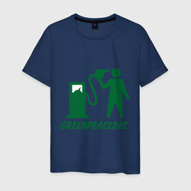 Мужская футболка хлопок с принтом Greenpeacedec (1) в Тюмени, 100% хлопок | прямой крой, круглый вырез горловины, длина до линии бедер, слегка спущенное плечо. | green peace | азс | бензин | грин пис | заправка | мат | экология