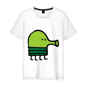 Мужская футболка хлопок с принтом doodle jump в Тюмени, 100% хлопок | прямой крой, круглый вырез горловины, длина до линии бедер, слегка спущенное плечо. | Тематика изображения на принте: дудл джамп