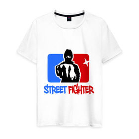 Мужская футболка хлопок с принтом Street fighter в Тюмени, 100% хлопок | прямой крой, круглый вырез горловины, длина до линии бедер, слегка спущенное плечо. | fighter | m 1 | m1 | street fighter | боец | м 1 | м1 | стрит файтер | уличный боец | файтер