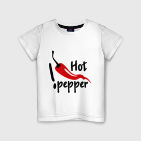 Детская футболка хлопок с принтом горячий pepper в Тюмени, 100% хлопок | круглый вырез горловины, полуприлегающий силуэт, длина до линии бедер | hot | pepper | горячий | жгучий | ковбой | ловелас | мачо | парень | перец | перчик | страстный | страсть