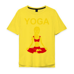Мужская футболка хлопок Oversize с принтом yoga в Тюмени, 100% хлопок | свободный крой, круглый ворот, “спинка” длиннее передней части | Тематика изображения на принте: yoga | девушка | здоровый образ жизни | зож | йога | кундалини | медитация | фитнес