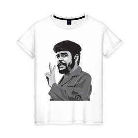 Женская футболка хлопок с принтом Peace Che Guevara в Тюмени, 100% хлопок | прямой крой, круглый вырез горловины, длина до линии бедер, слегка спущенное плечо | че гевара