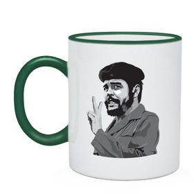 Кружка двухцветная с принтом Peace Che Guevara в Тюмени, керамика | объем — 330 мл, диаметр — 80 мм. Цветная ручка и кайма сверху, в некоторых цветах — вся внутренняя часть | че гевара