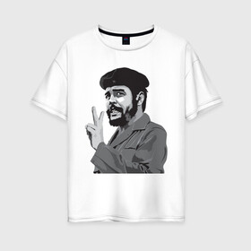 Женская футболка хлопок Oversize с принтом Peace Che Guevara в Тюмени, 100% хлопок | свободный крой, круглый ворот, спущенный рукав, длина до линии бедер
 | че гевара