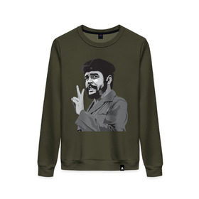 Женский свитшот хлопок с принтом Peace Che Guevara в Тюмени, 100% хлопок | прямой крой, круглый вырез, на манжетах и по низу широкая трикотажная резинка  | че гевара
