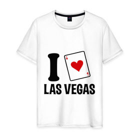 Мужская футболка хлопок с принтом I Love Las Vegas в Тюмени, 100% хлопок | прямой крой, круглый вырез горловины, длина до линии бедер, слегка спущенное плечо. | i love | азартные игры | америка | вегас | казино | карты | колода | лас | рулетка | туз