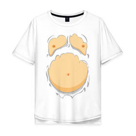 Мужская футболка хлопок Oversize с принтом Пивной живот в Тюмени, 100% хлопок | свободный крой, круглый ворот, “спинка” длиннее передней части | Тематика изображения на принте: р рванная