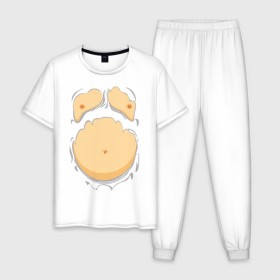 Мужская пижама хлопок с принтом Пивной живот в Тюмени, 100% хлопок | брюки и футболка прямого кроя, без карманов, на брюках мягкая резинка на поясе и по низу штанин
 | р рванная