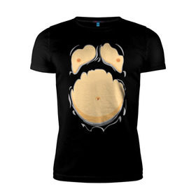 Мужская футболка премиум с принтом Пивной живот в Тюмени, 92% хлопок, 8% лайкра | приталенный силуэт, круглый вырез ворота, длина до линии бедра, короткий рукав | р рванная