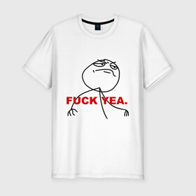 Мужская футболка премиум с принтом FUCK YEA. в Тюмени, 92% хлопок, 8% лайкра | приталенный силуэт, круглый вырез ворота, длина до линии бедра, короткий рукав | 