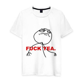 Мужская футболка хлопок с принтом FUCK YEA. в Тюмени, 100% хлопок | прямой крой, круглый вырез горловины, длина до линии бедер, слегка спущенное плечо. | 
