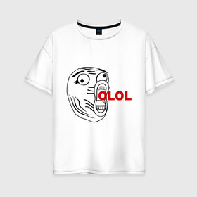 Женская футболка хлопок Oversize с принтом OLOLO в Тюмени, 100% хлопок | свободный крой, круглый ворот, спущенный рукав, длина до линии бедер
 | интернет мемы | интернет приколы | кричащая рожа | мемы | мемы интернета | ололо | ололошка | рожа