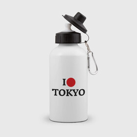 Бутылка спортивная с принтом I love tokio в Тюмени, металл | емкость — 500 мл, в комплекте две пластиковые крышки и карабин для крепления | i love | люблю | токио | япония | японский