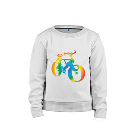 Детский свитшот хлопок с принтом Велобуквы полноцвет в Тюмени, 100% хлопок | круглый вырез горловины, эластичные манжеты, пояс и воротник | алфавит | буквы | велосипед