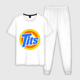 Мужская пижама хлопок с принтом Tits (Титьки) в Тюмени, 100% хлопок | брюки и футболка прямого кроя, без карманов, на брюках мягкая резинка на поясе и по низу штанин
 | груди | грудь | стиральный | тайд