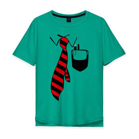 Мужская футболка хлопок Oversize с принтом галстук работника в Тюмени, 100% хлопок | свободный крой, круглый ворот, “спинка” длиннее передней части | воротник | карман | костюм | офис | работа | работать | рубашка | ручка | сотрудник