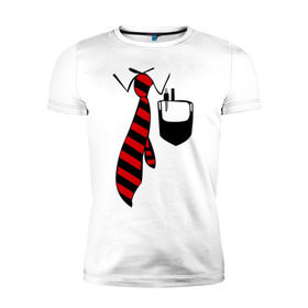 Мужская футболка премиум с принтом галстук работника в Тюмени, 92% хлопок, 8% лайкра | приталенный силуэт, круглый вырез ворота, длина до линии бедра, короткий рукав | Тематика изображения на принте: воротник | карман | костюм | офис | работа | работать | рубашка | ручка | сотрудник