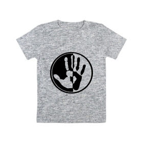 Детская футболка хлопок с принтом рука инь и янь в Тюмени, 100% хлопок | круглый вырез горловины, полуприлегающий силуэт, длина до линии бедер | инь | инь янь | пальцы | рука | рука инь янь | черно белая рука | янь