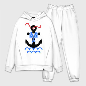 Мужской костюм хлопок OVERSIZE с принтом морской якорь в Тюмени,  |  | Тематика изображения на принте: волны | канат | капитан | катер | корабль | море | моряк | плавание | порт | пристань | река | судоходный | тельняшка