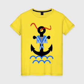 Женская футболка хлопок с принтом морской якорь в Тюмени, 100% хлопок | прямой крой, круглый вырез горловины, длина до линии бедер, слегка спущенное плечо | волны | канат | капитан | катер | корабль | море | моряк | плавание | порт | пристань | река | судоходный | тельняшка