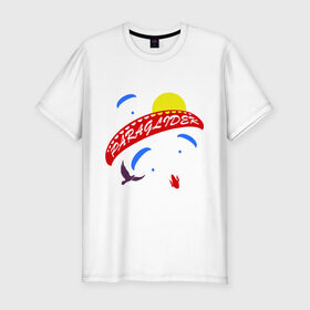 Мужская футболка премиум с принтом Paraglider в Тюмени, 92% хлопок, 8% лайкра | приталенный силуэт, круглый вырез ворота, длина до линии бедра, короткий рукав | extreme | paraglider | воздушный | параплан | парапланерист | экстрим | экстримал