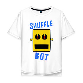 Мужская футболка хлопок Oversize с принтом SHUFFLE BOT в Тюмени, 100% хлопок | свободный крой, круглый ворот, “спинка” длиннее передней части | Тематика изображения на принте: shuffle bot | бот | музыка | музыкальный автомат | робот