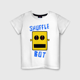 Детская футболка хлопок с принтом SHUFFLE BOT в Тюмени, 100% хлопок | круглый вырез горловины, полуприлегающий силуэт, длина до линии бедер | shuffle bot | бот | музыка | музыкальный автомат | робот