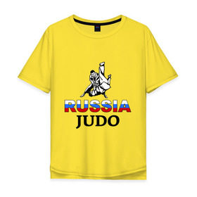Мужская футболка хлопок Oversize с принтом Russia judo в Тюмени, 100% хлопок | свободный крой, круглый ворот, “спинка” длиннее передней части | Тематика изображения на принте: дзюдо