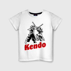 Детская футболка хлопок с принтом Кендо фектование в Тюмени, 100% хлопок | круглый вырез горловины, полуприлегающий силуэт, длина до линии бедер | kendo | russia | борьба | восточные | единоборства | самурай | самурайский | синай | спорт | фехтование