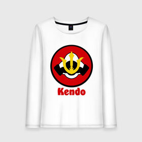 Женский лонгслив хлопок с принтом Кендо эмблема в Тюмени, 100% хлопок |  | kendo | russia | борьба | восточные | единоборства | самурайский | спорт | фехтование