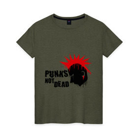 Женская футболка хлопок с принтом Punks not dead (1) в Тюмени, 100% хлопок | прямой крой, круглый вырез горловины, длина до линии бедер, слегка спущенное плечо | punks | панк | панк не умрет | стиль панк