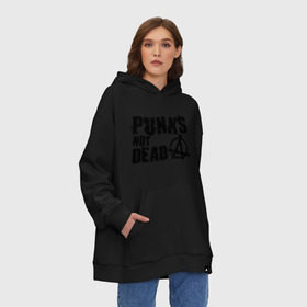 Худи SuperOversize хлопок с принтом Punks not dead (2) в Тюмени, 70% хлопок, 30% полиэстер, мягкий начес внутри | карман-кенгуру, эластичная резинка на манжетах и по нижней кромке, двухслойный капюшон
 | punks | анархия | панк | панк не умрет | стиль панк