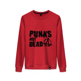 Женский свитшот хлопок с принтом Punks not dead (2) в Тюмени, 100% хлопок | прямой крой, круглый вырез, на манжетах и по низу широкая трикотажная резинка  | punks | анархия | панк | панк не умрет | стиль панк
