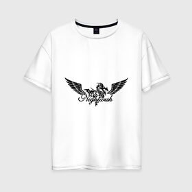 Женская футболка хлопок Oversize с принтом Nightwish(2) в Тюмени, 100% хлопок | свободный крой, круглый ворот, спущенный рукав, длина до линии бедер
 | heavy metal | metal | rock | trash metal | метал | рок | трэш метал | хеви метал