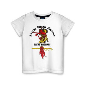Детская футболка хлопок с принтом Apache Indian History 4 в Тюмени, 100% хлопок | круглый вырез горловины, полуприлегающий силуэт, длина до линии бедер | apache | апачи | индеец | индейцы | коренные американцы | краснокожие